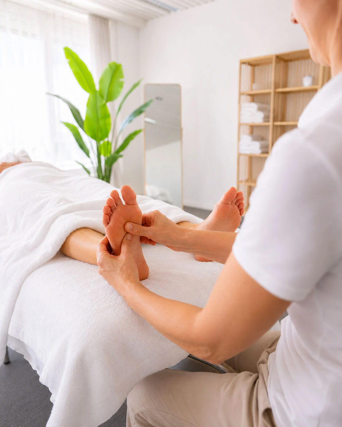 Reflexzonenarbeit an den Füssen im Massage Zentrum Kriens